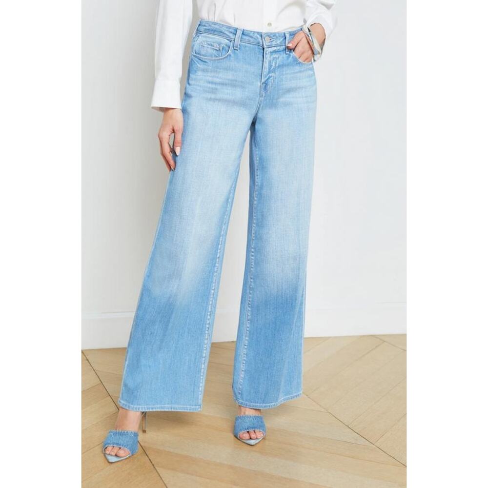 L'AGENCE Light Blue Wide Leg Denim Jeans